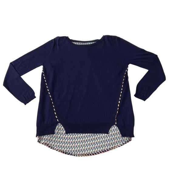 Women's Crewneck Mixed Media Knit Sweater Size Medium Relaxed Fit Colorful - Picture 1 of 9